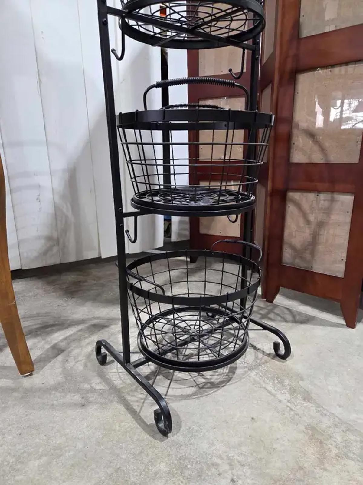 3-Tiered Metal Basket Stand
