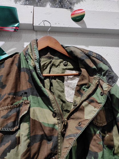 Vintage US Army Camo Lined Field Jacket "B. Swein" Cold Weather Size Medium