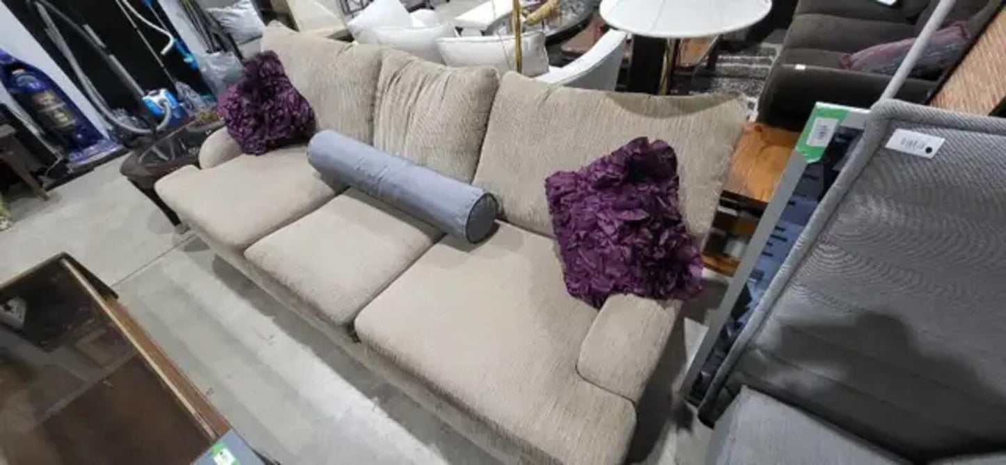 Large Sofa Beige with Textured Upholstery 7.5ft by 3.5ft