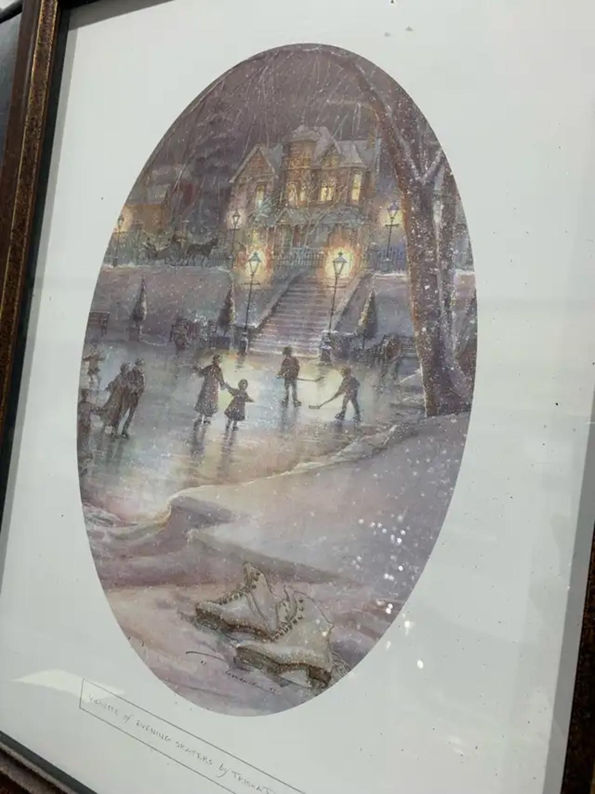 Trisha Romance - Vignette of Evening Skaters print