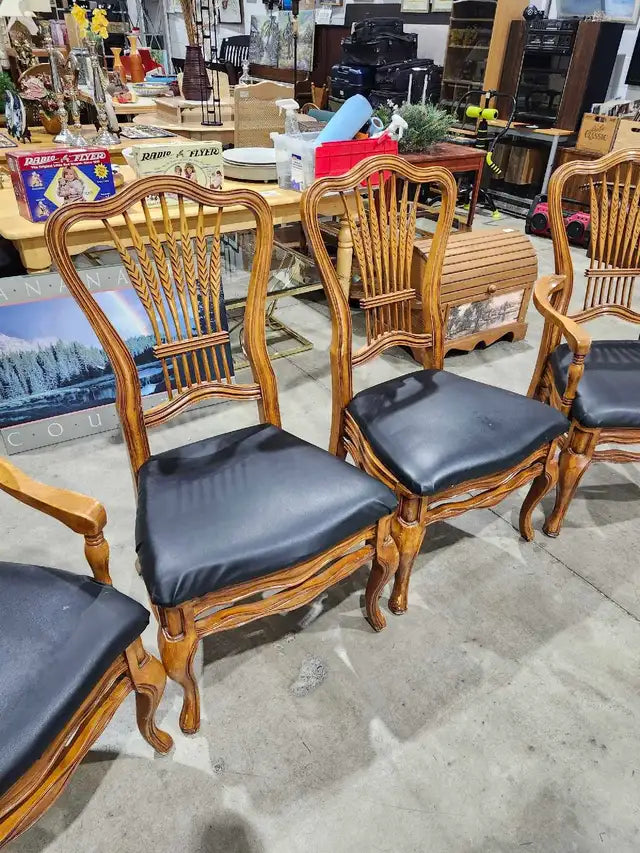 Vintage Wooden Dining Chairs - 4 Available