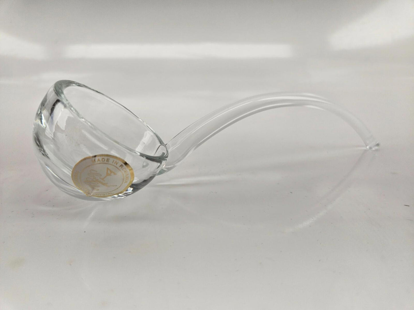 Handcrafted Crystal Glass Athens Sauce Boat w/ Ladle and Plate