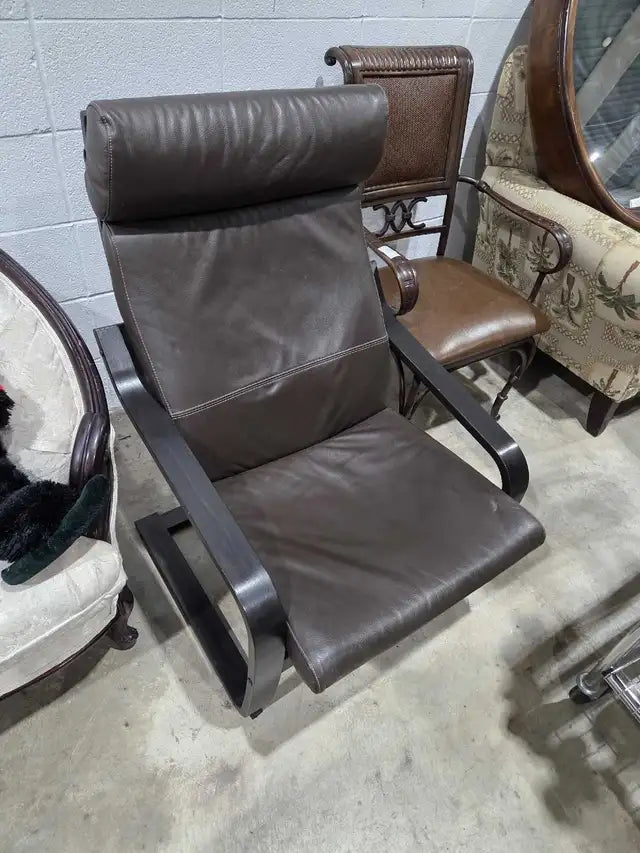 Ikea Poang Leather Lounge Chair