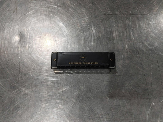 Good Condition Movember Foundation Metal Harmonica Black Tested Working