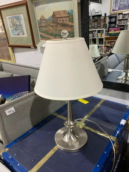 Silver Table Lamp with cream shade