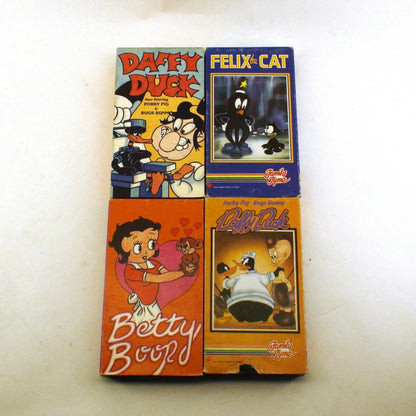 Family Tyme Vintage VHS Lot of 4 - Daffy Duck, Felix The Cat, Betty Boop, Tested