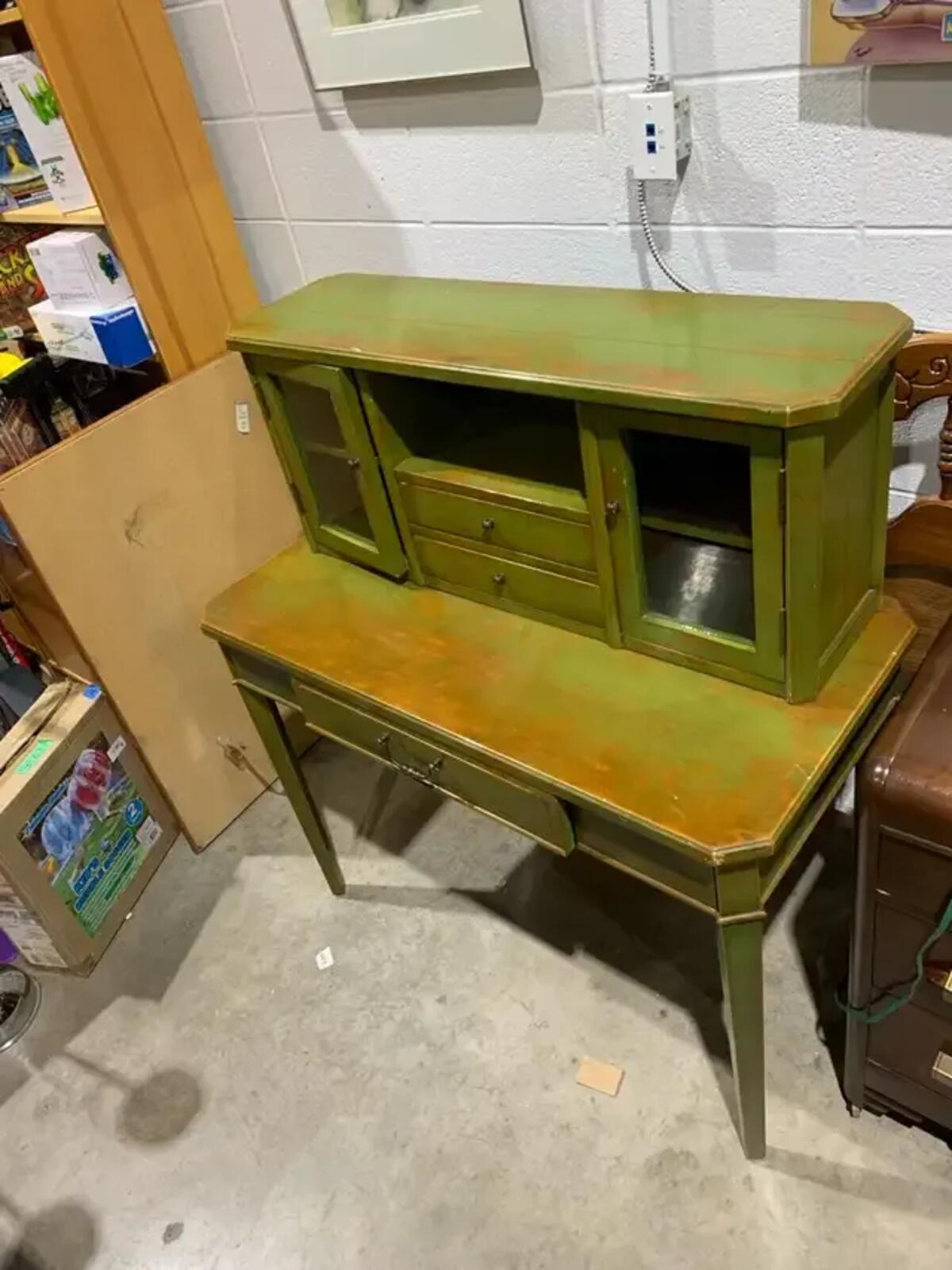 Green Urban Barn Secretary Desk with hutch
