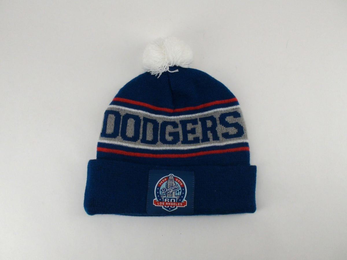 Los Angeles LA Dodgers 60th Anniversary Beanie Pom Hat - Red, White & Blue MLB
