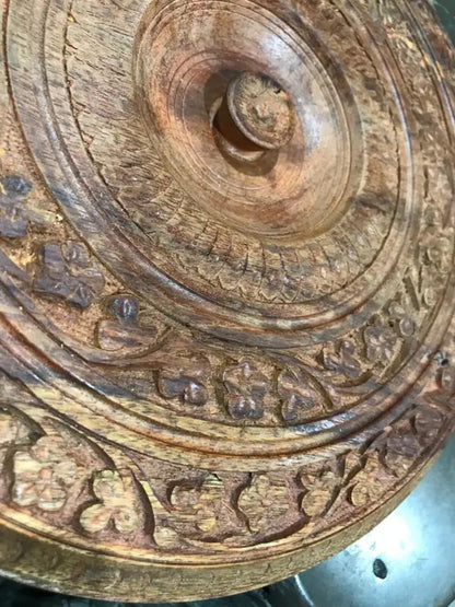 Hand Carved Wooden Dish with Lid and Segments