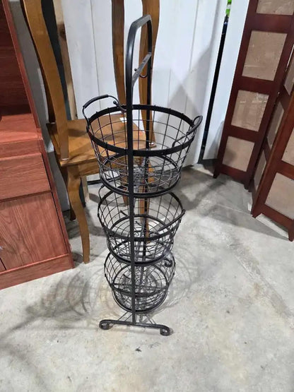 3-Tiered Metal Basket Stand