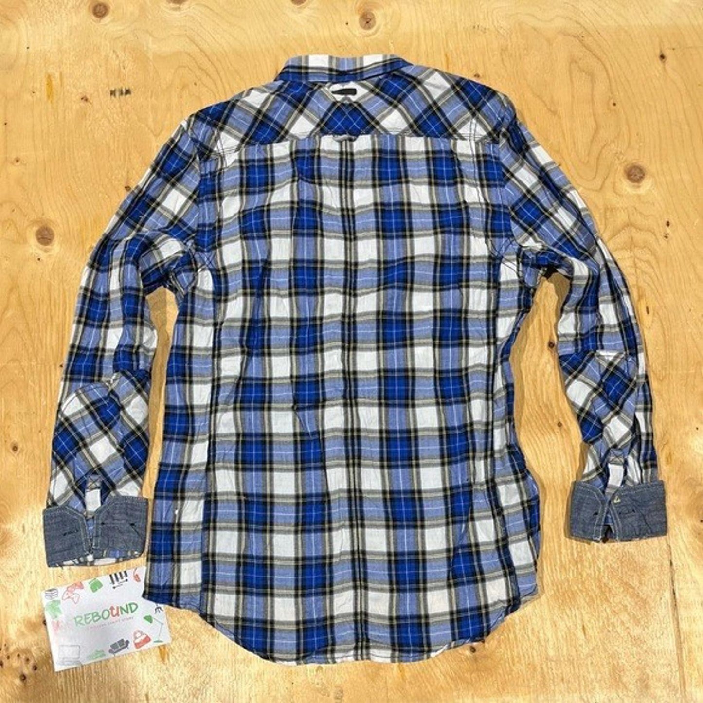 J.C. Rags Men’s Shirt (Blue Plaid, Size XL)