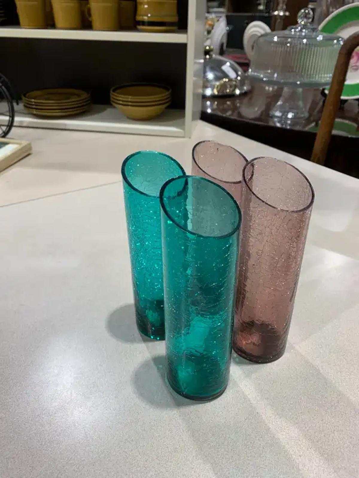 Crackle Glass Decorative Vase - Set of 4