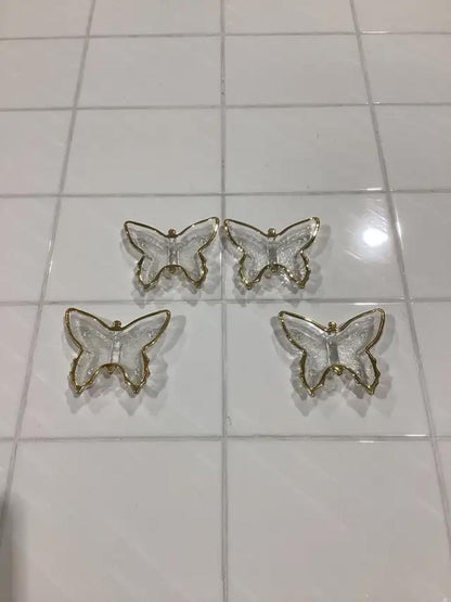 Gold Rim Glass Butterfly Dishes - Set of 4