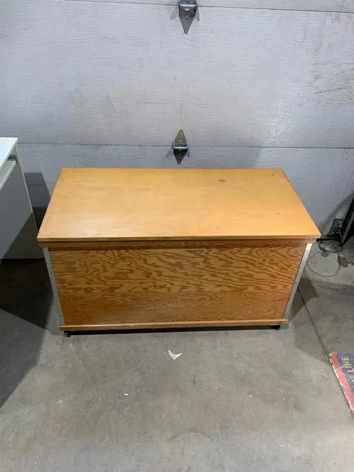 Large Wooden Storage Chest on wheels