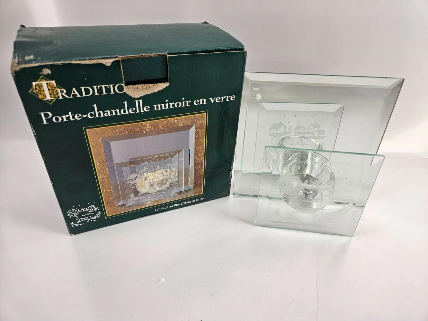 Traditions Glass Mirror Candle Holder 6x6"