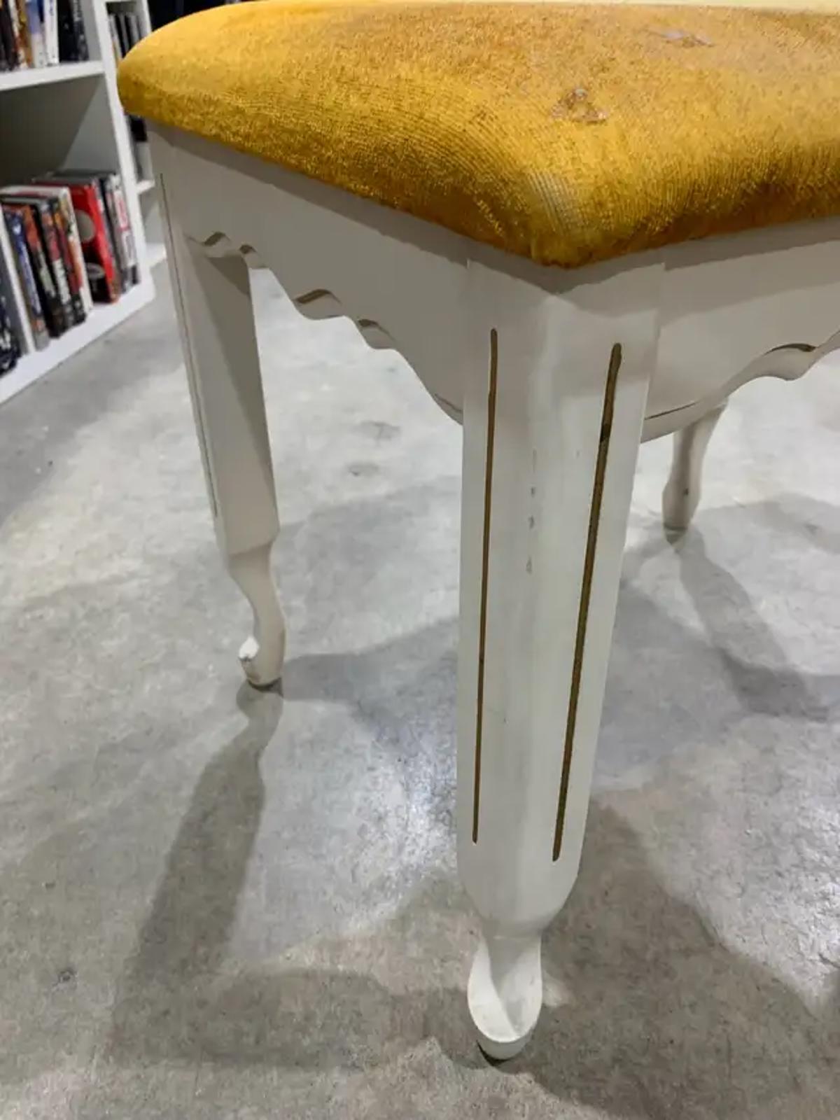 Vintage White stool with gold detail