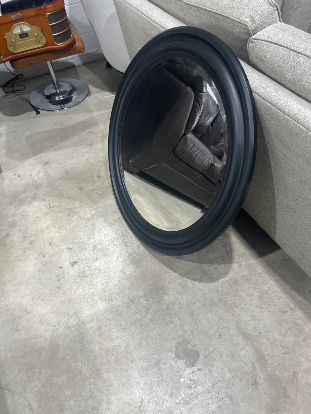 Round Black Framed Mirror