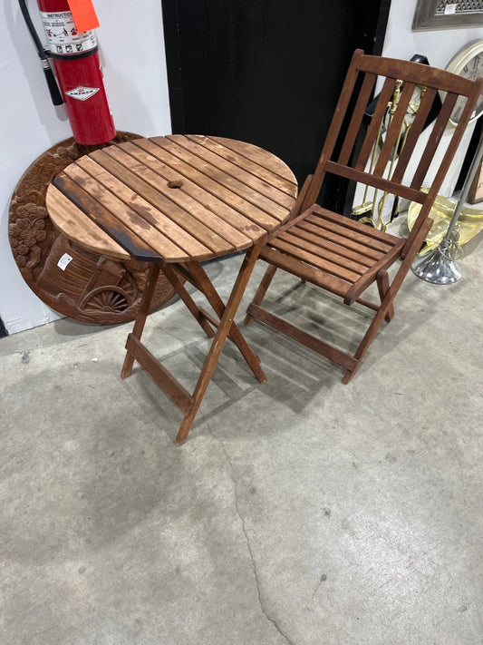 Folding Wooden Table and Chair Set