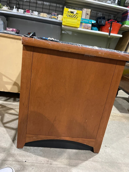 Two Wooden 2-Drawer Nightstands with Black Top