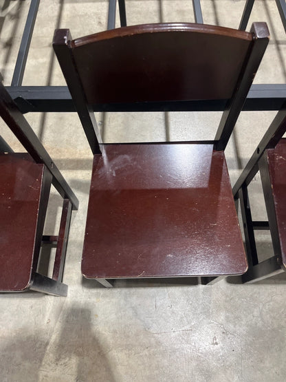 Set of 3 Brown Wooden Chairs for Kids