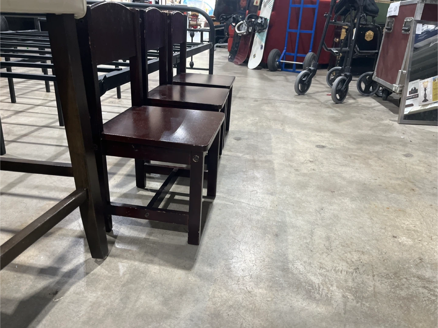 Set of 3 Brown Wooden Chairs for Kids