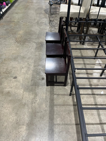 Set of 3 Brown Wooden Chairs for Kids