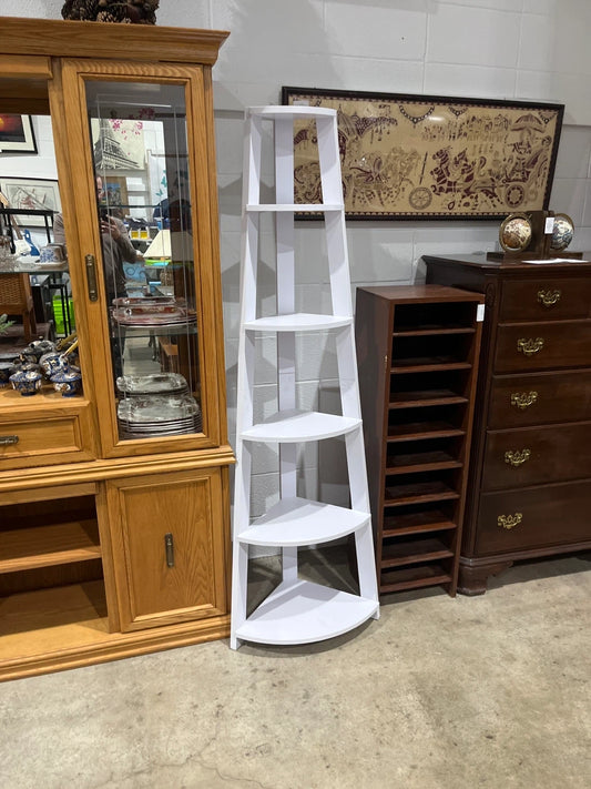 White Corner Shelf - 5 Tier