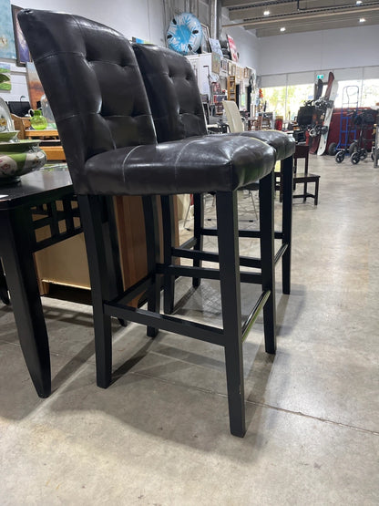 Set of 2 Brown Faux Leather Bar Stools