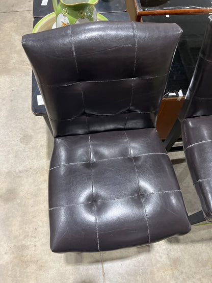 Set of 2 Brown Faux Leather Bar Stools