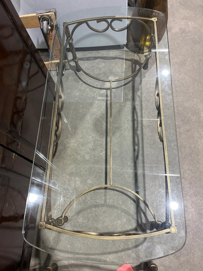 Glass Top Coffee Table with Metal Frame