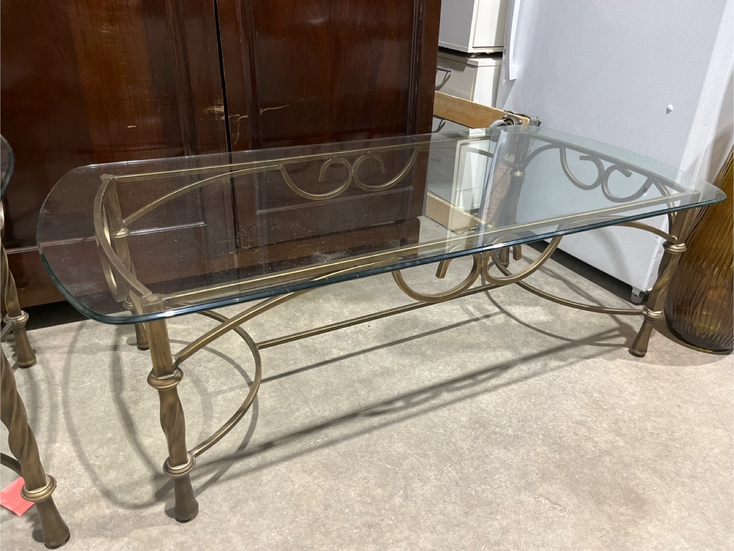 Glass Top Coffee Table with Metal Frame