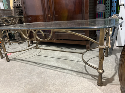 Glass Top Coffee Table with Metal Frame