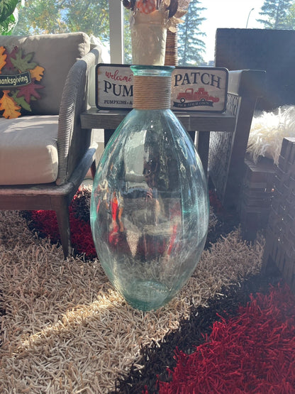 Decorative Glass Vase with Rope Accent