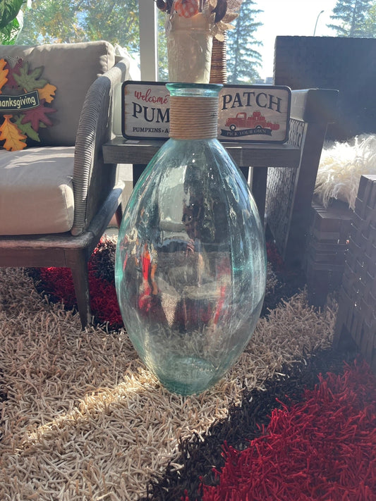 Decorative Glass Vase with Rope Accent