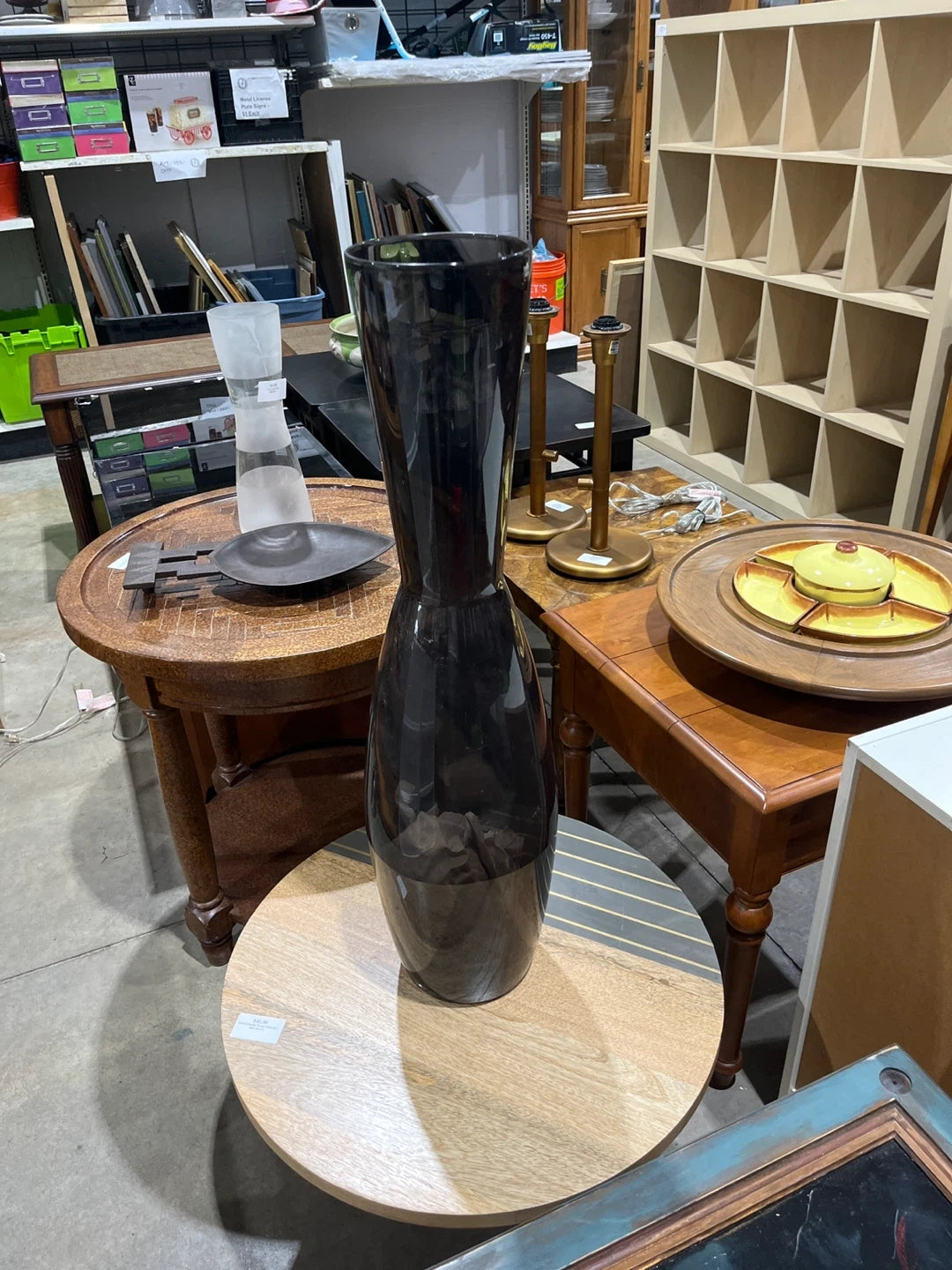 Tall Black Glass Vase