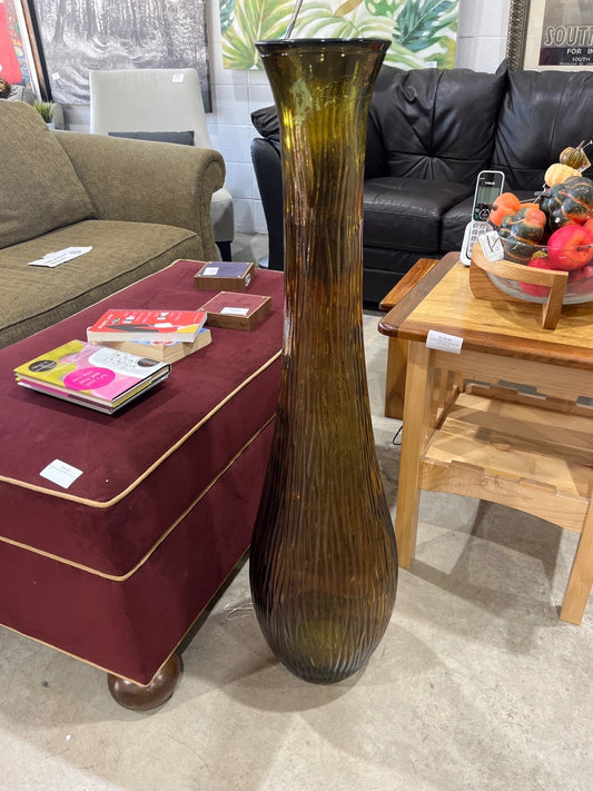 Tall Decorative Brown Glass Vase