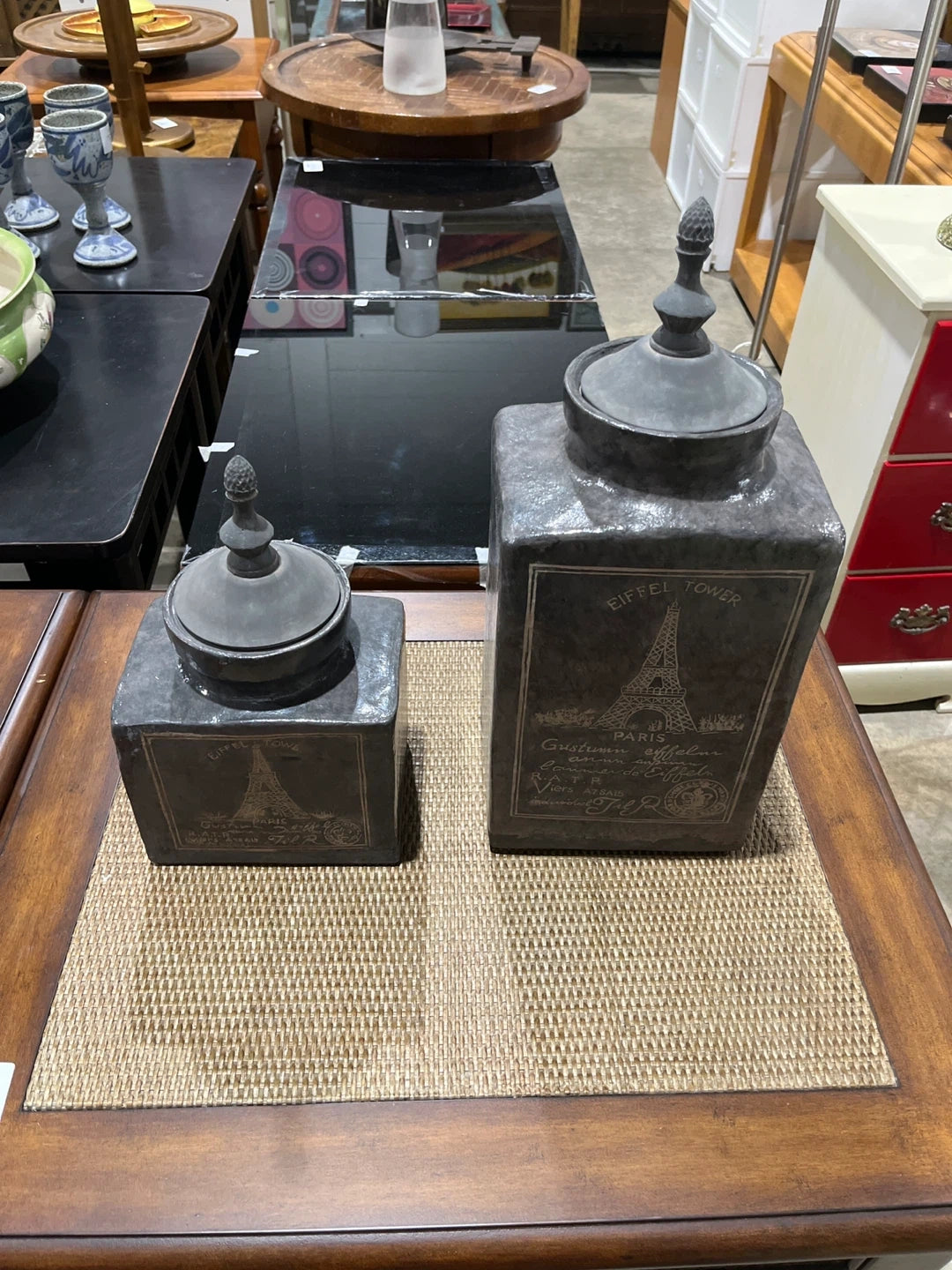 Eiffel Tower Decorative Canisters - Set of 2