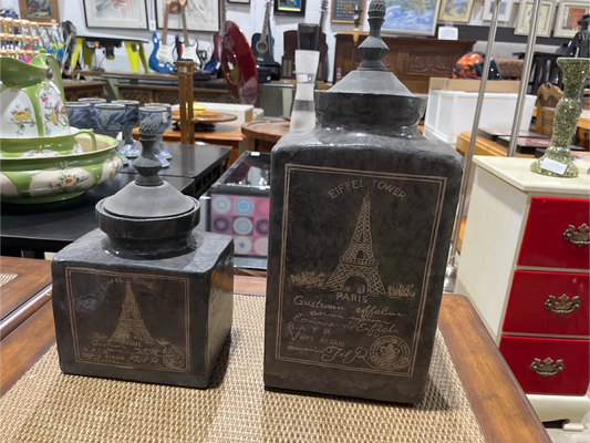 Eiffel Tower Decorative Canisters - Set of 2
