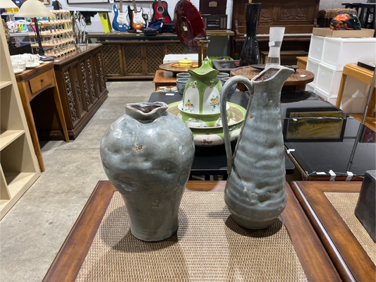 Ceramic Vase and Pitcher Set - Grey