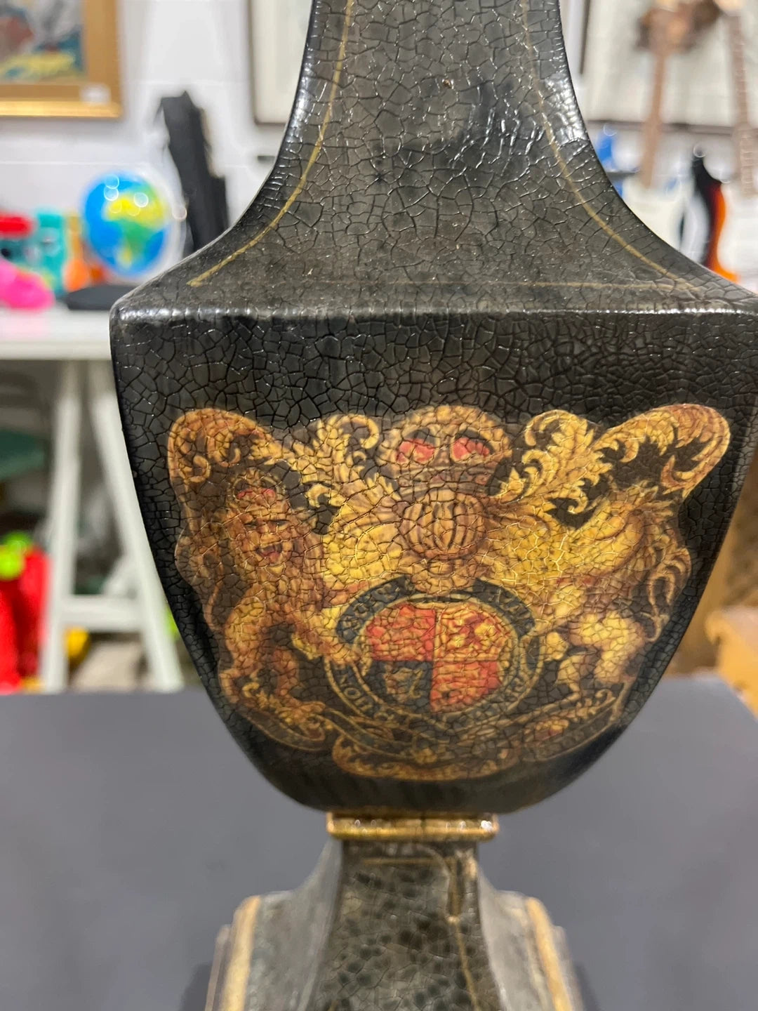 Vintage Table Lamp with Patterned Shade
