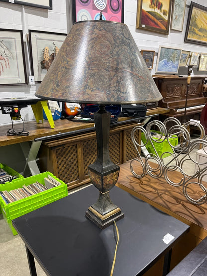 Vintage Table Lamp with Patterned Shade