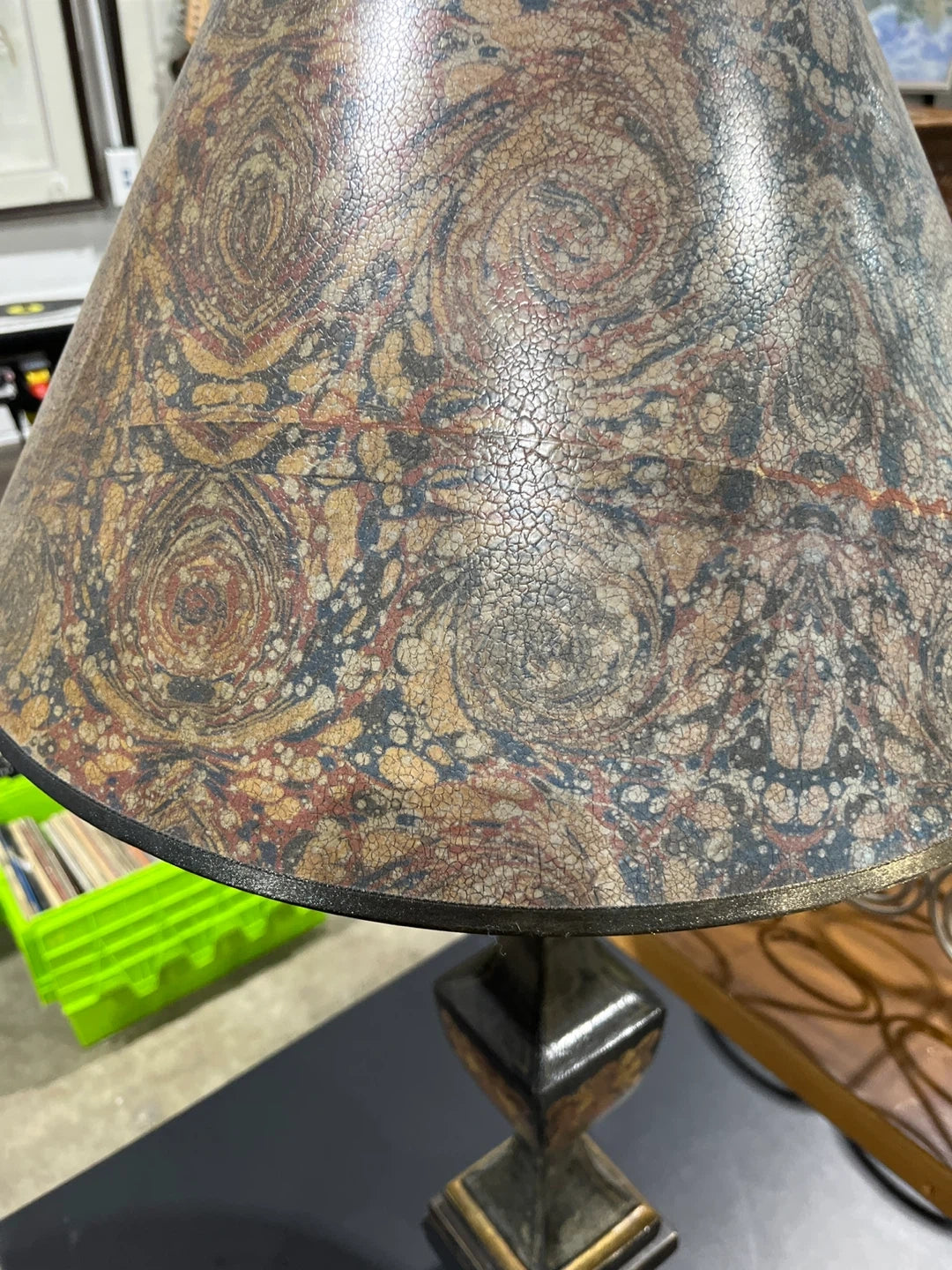 Vintage Table Lamp with Patterned Shade