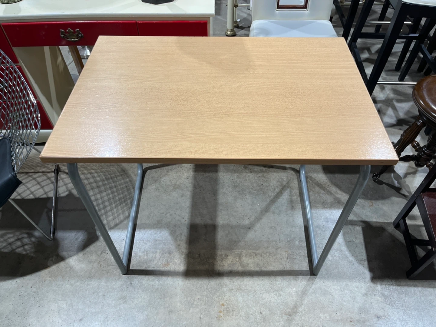 Light Wood Folding Table with Metal Legs