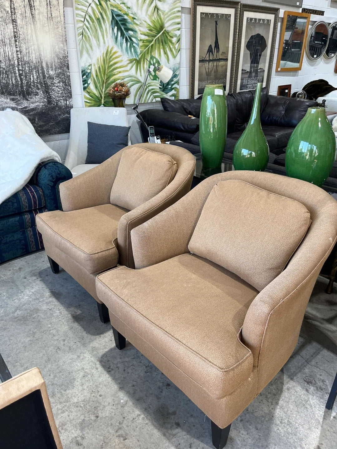 Set of 2 Accent Chairs - Beige