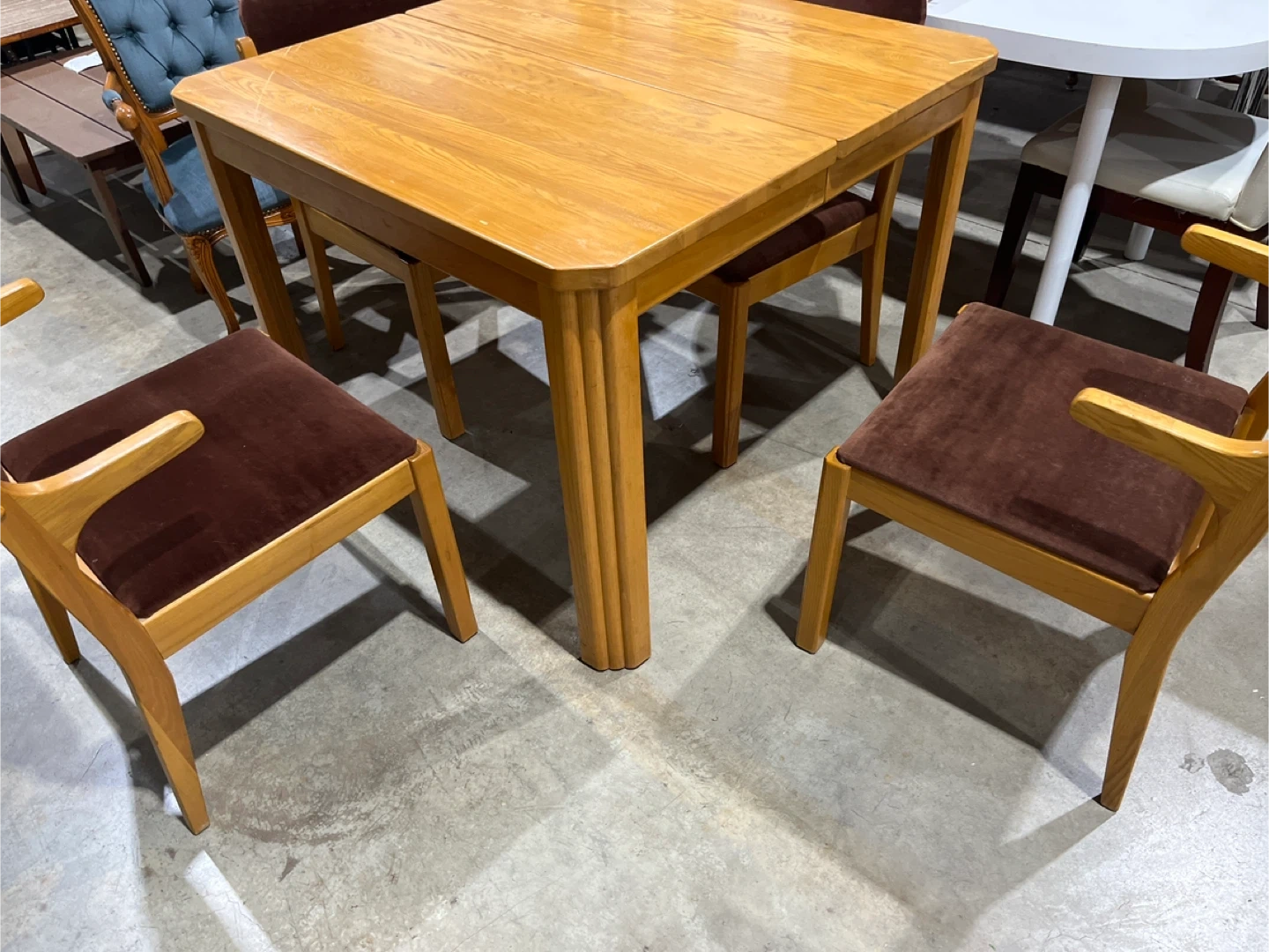 Wood Dining Table with 4 Chairs