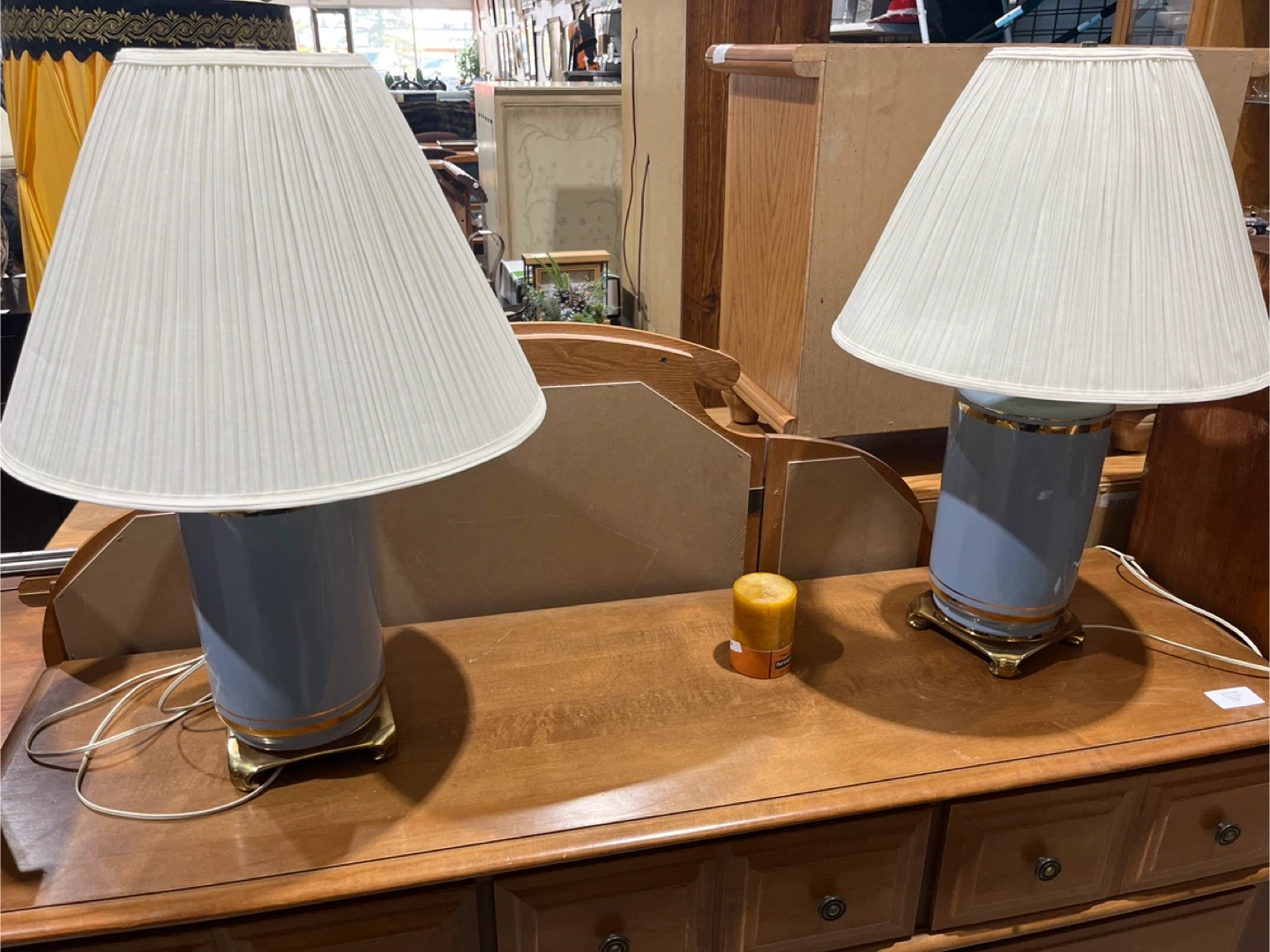 Two Blue & Gold Accent Table Lamp