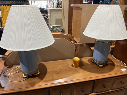 Two Blue & Gold Accent Table Lamp
