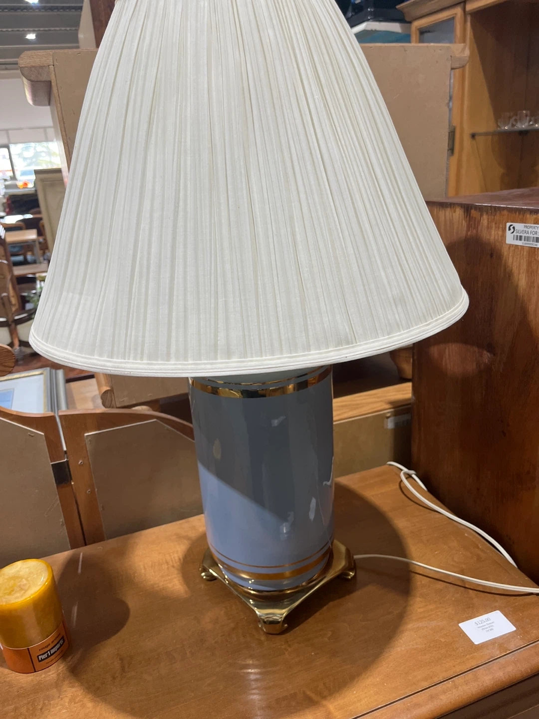 Two Blue & Gold Accent Table Lamp