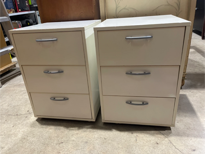 Pair of White 3-Drawer Filing Cabinets