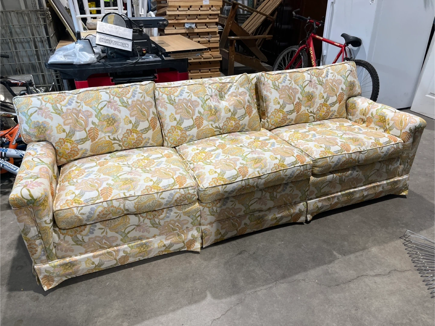 Floral Patterned Three-Seat Sofa